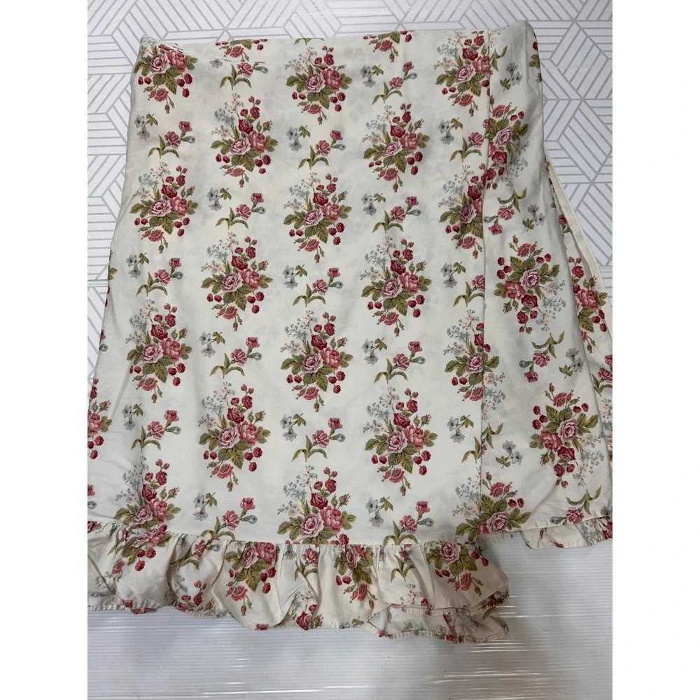 Vintage Ralph Lauren Italy Emily Anne Flat QUEEN Bed Sheet Floral Roses Ruffle